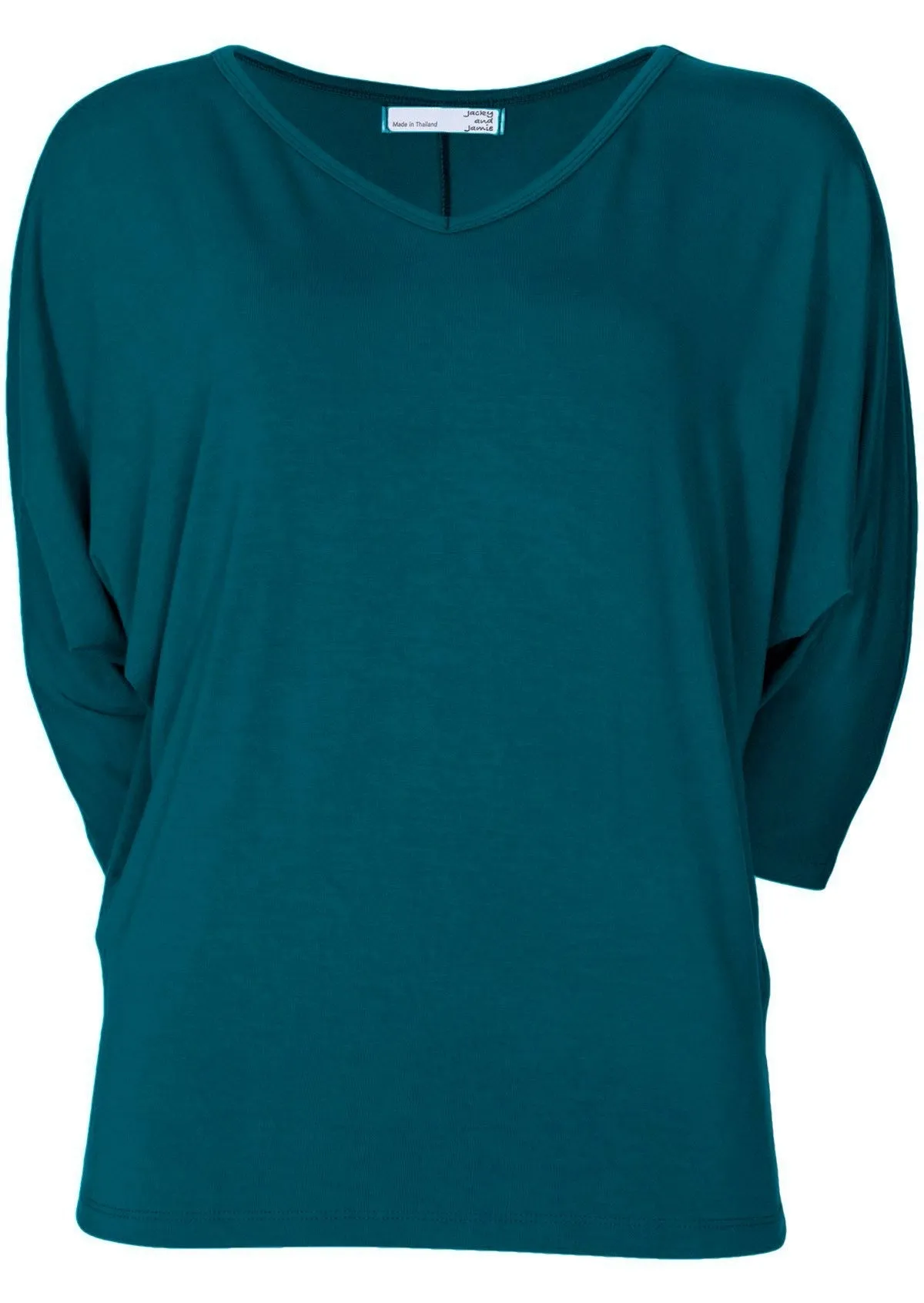 3/4 Sleeve V-neck Batwing Top Teal