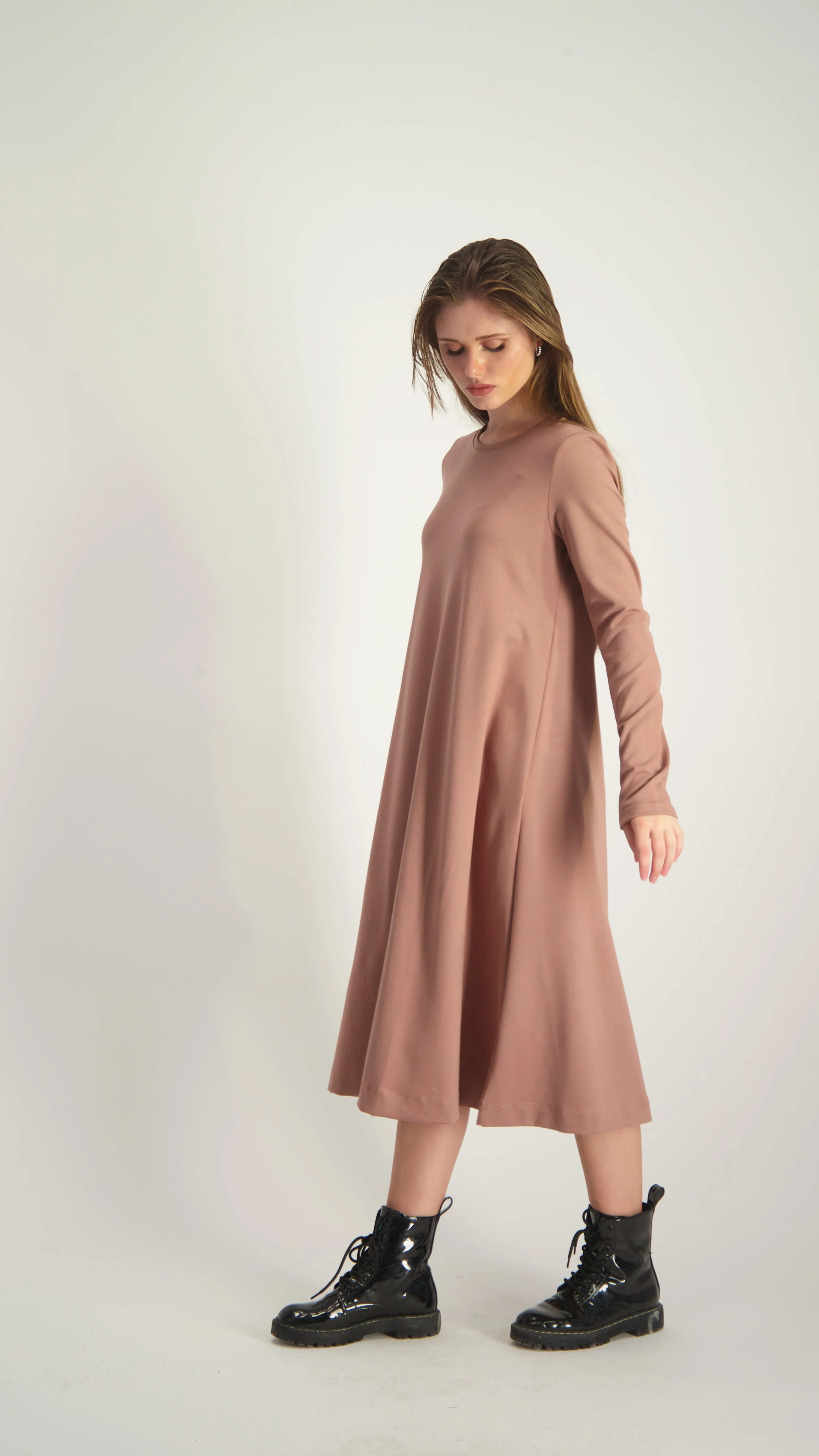 A-Line Cotton Dress / Camel