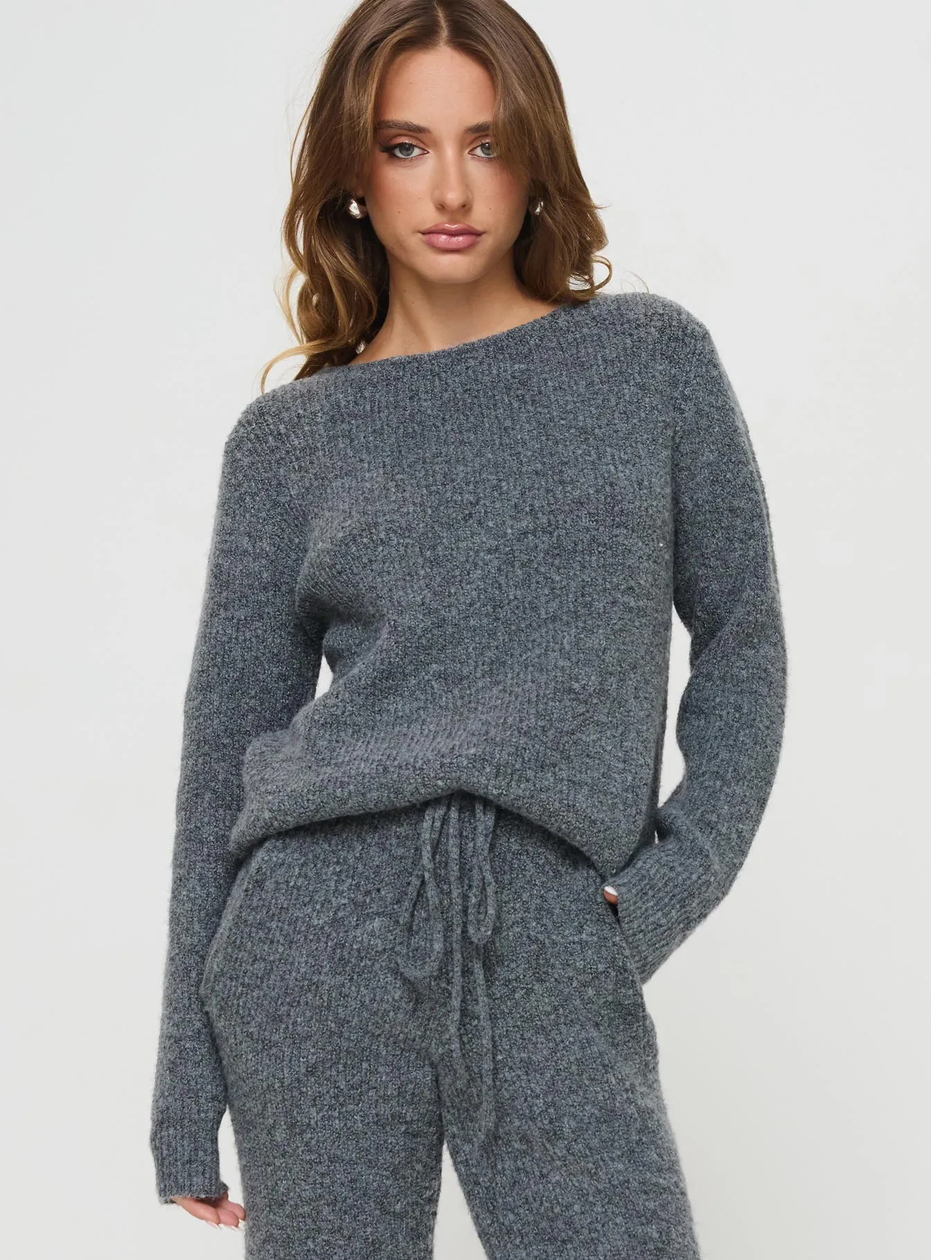 Abrams Rib Knit Crew Sweater Charcoal Marle