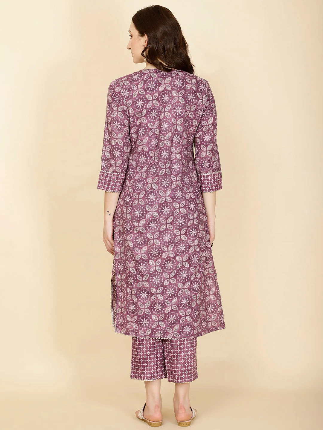 Abstract Printed Cotton Kurta With Pants