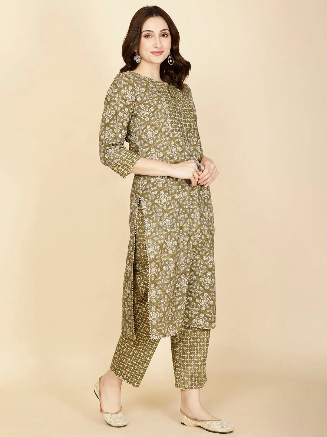 Abstract Printed Cotton Kurta With Pants