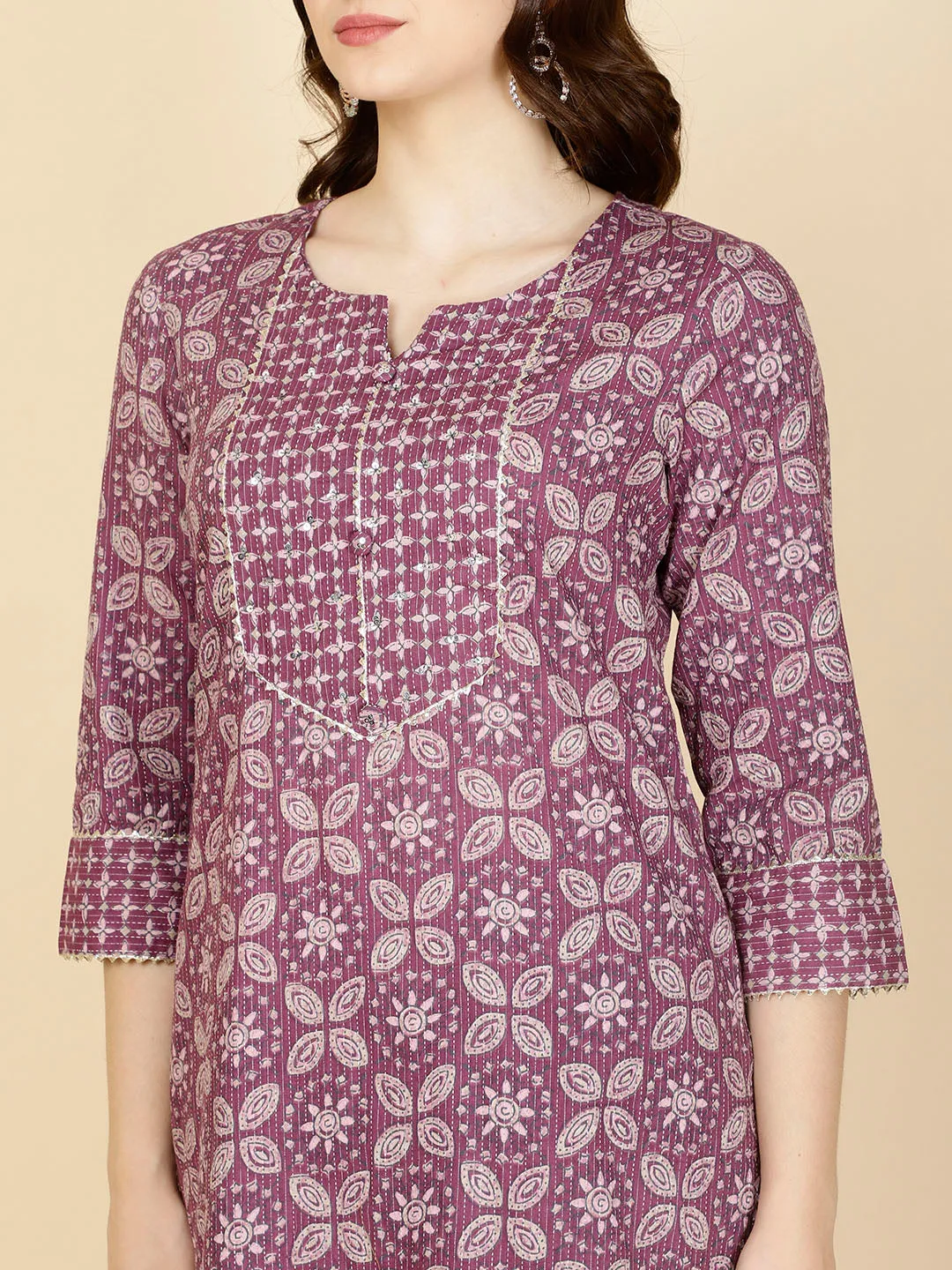 Abstract Printed Cotton Kurta With Pants