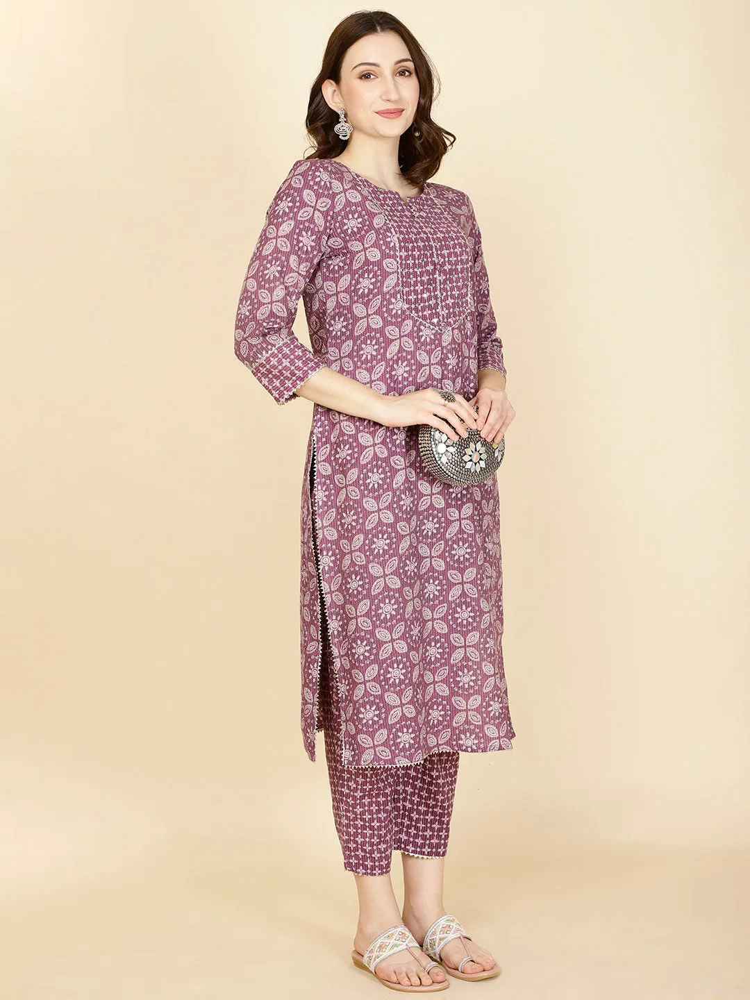 Abstract Printed Cotton Kurta With Pants