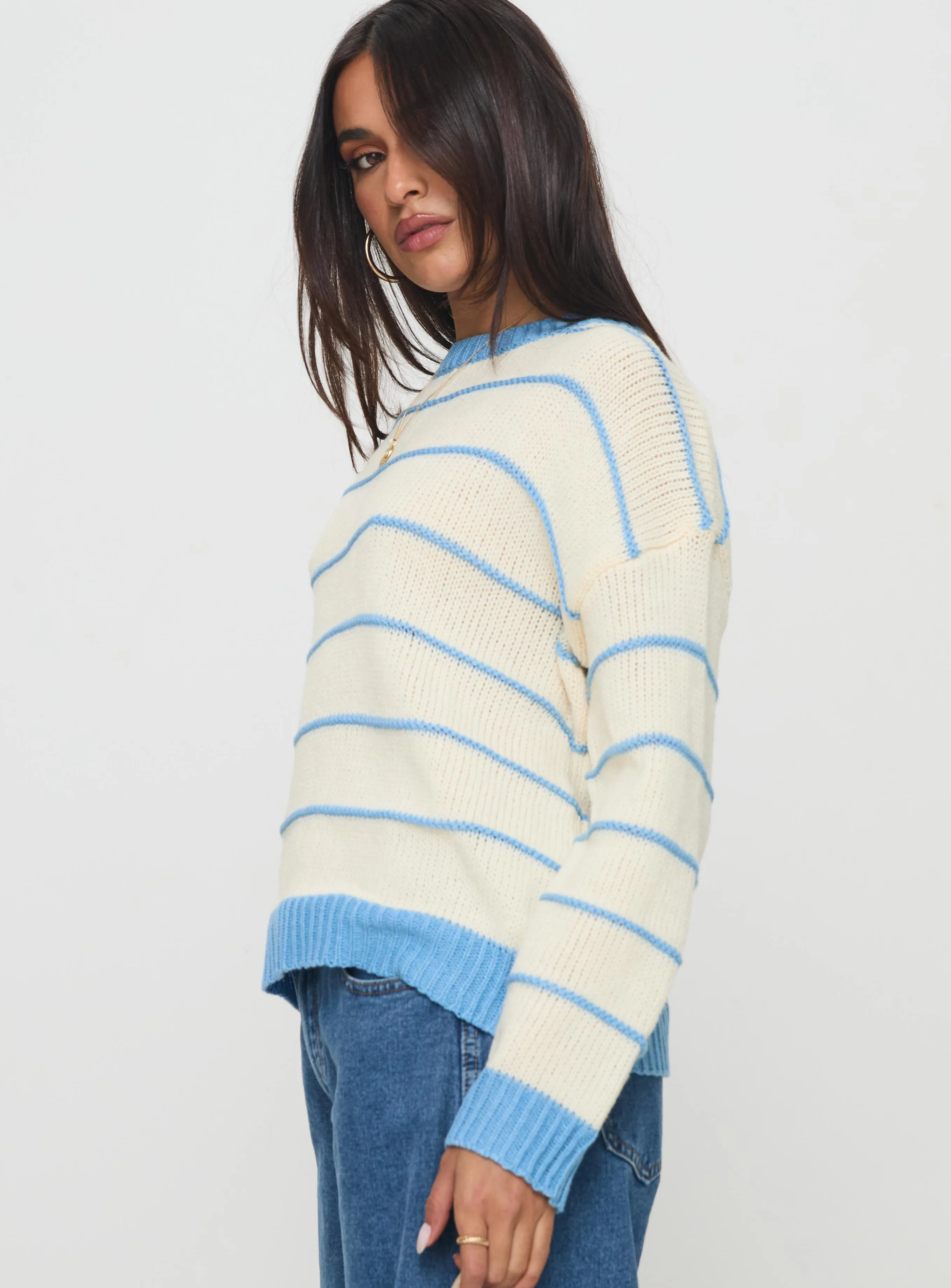 Albury Knit Sweater Cream / Blue