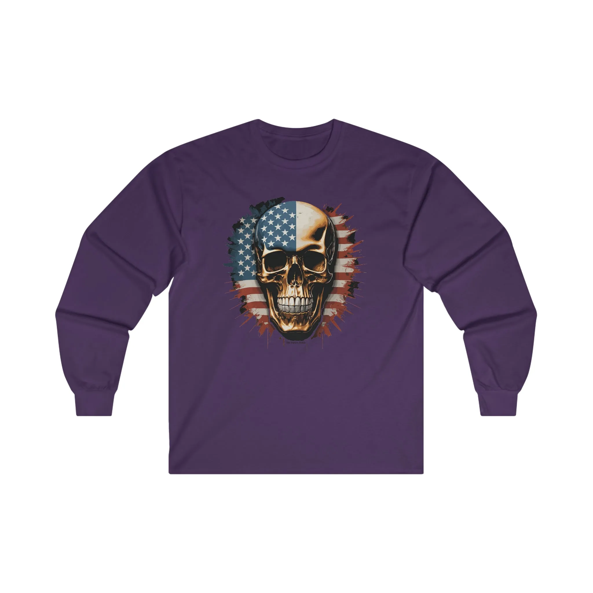 American Flag Skull Long Sleeve Tee