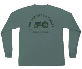 And God Made A Farmer Long Sleeve Pocket Tee