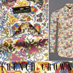 Antique Cream Multicolour Tropical Printed Super Soft Premium Cotton Shirt