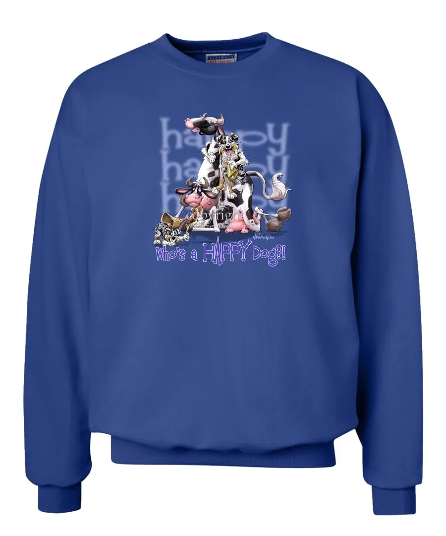 Australian Shepherd  Blue Merle - Who's A Happy Dog - Sweatshirt