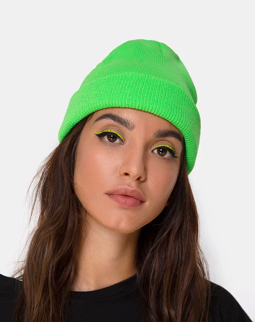 Beanie Hat in Slime Green