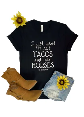 Black Eat Tacos & Ride Horses Short Sleeve Graphic Tee