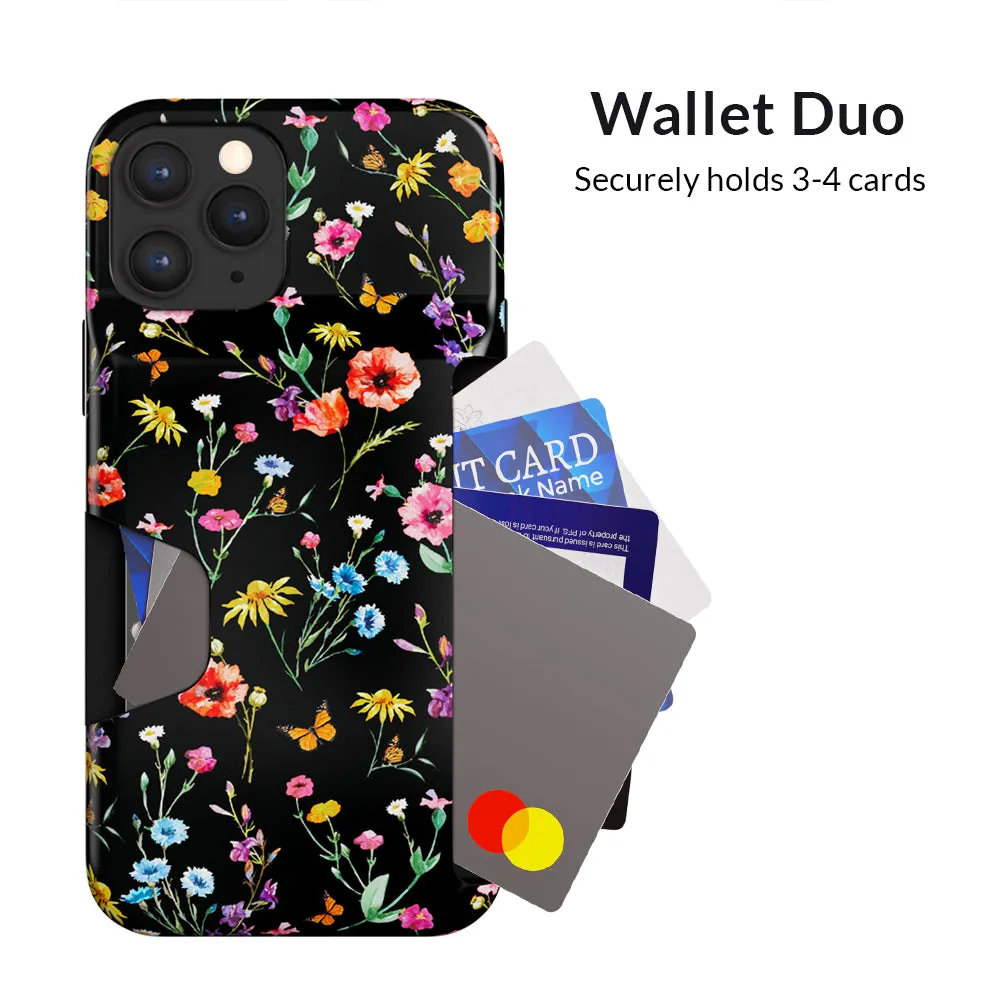 Black Wildflower iPhone Wallet Case