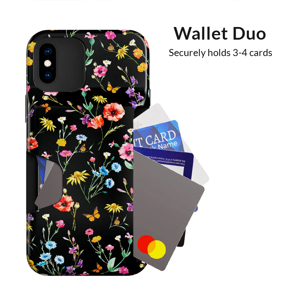 Black Wildflower iPhone Wallet Case