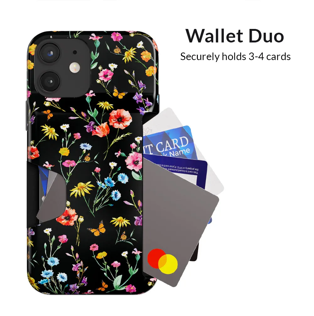 Black Wildflower iPhone Wallet Case