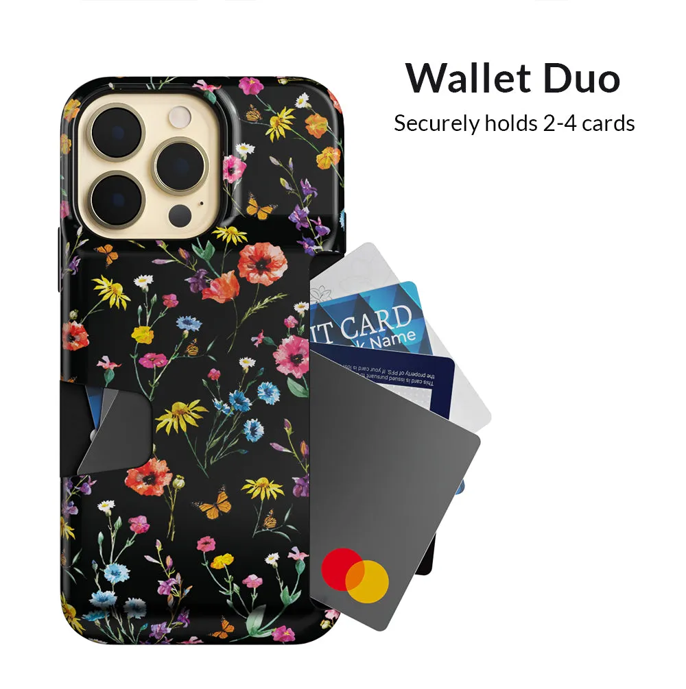 Black Wildflower iPhone Wallet Case