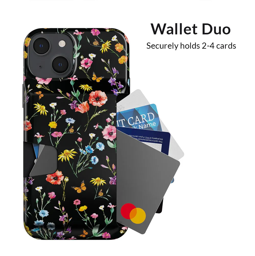 Black Wildflower iPhone Wallet Case