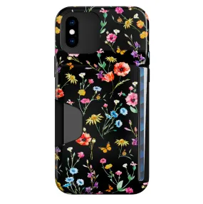 Black Wildflower iPhone Wallet Case