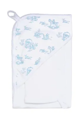 Blue Toile Hooded Towel Nella Pima