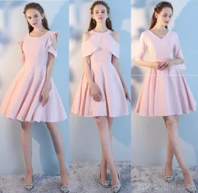 Blush Pink Cheap Mismatched Simple Short Bridesmaid Dresses Online, WG516