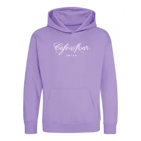 Café del Mar Ibiza White Logo Kid's Lavender Hooded Sweatshirt