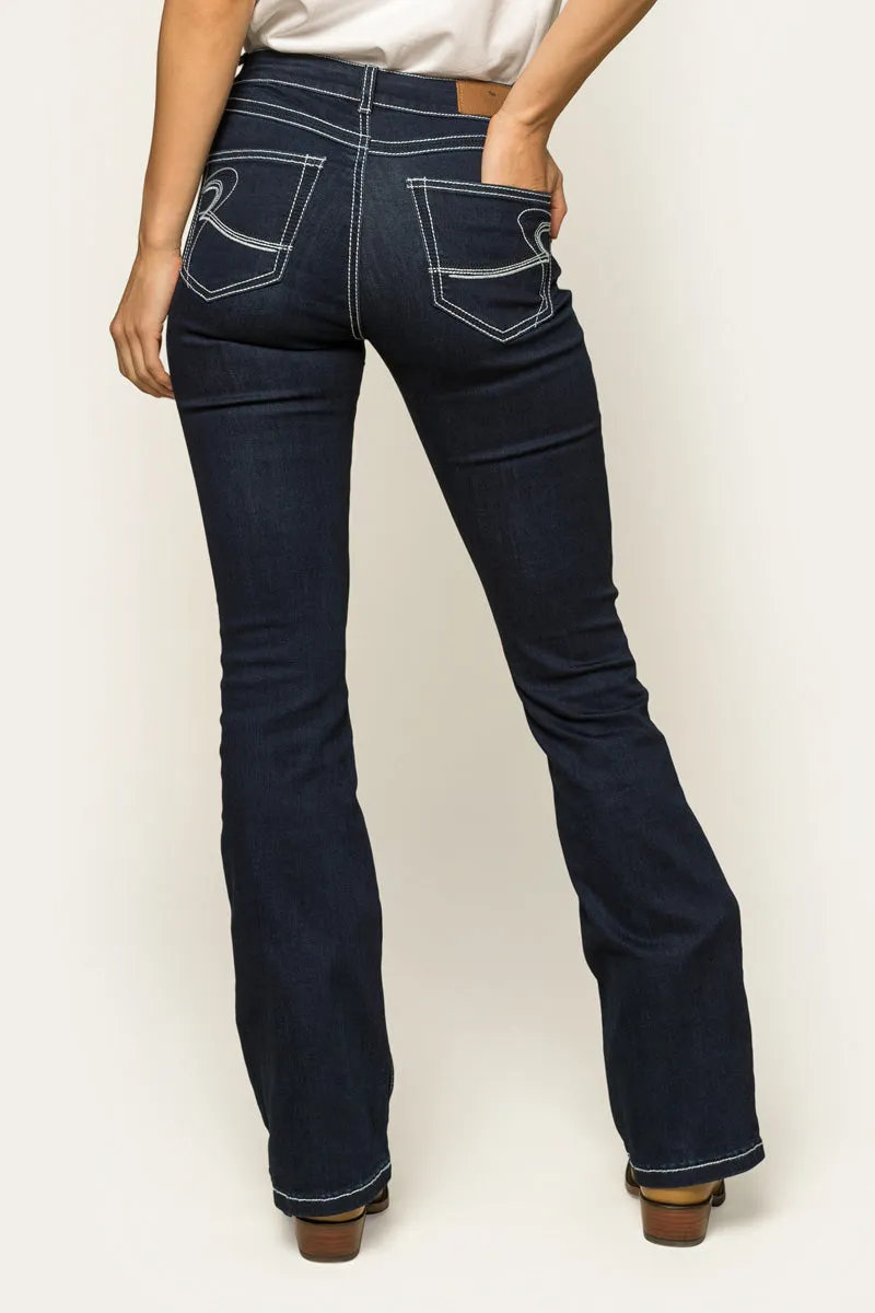 Caroline Womens Mid Rise Bootleg Jean - Indigo Blue