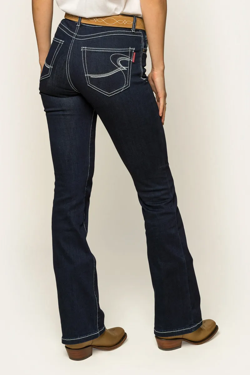 Caroline Womens Mid Rise Bootleg Jean - Indigo Blue