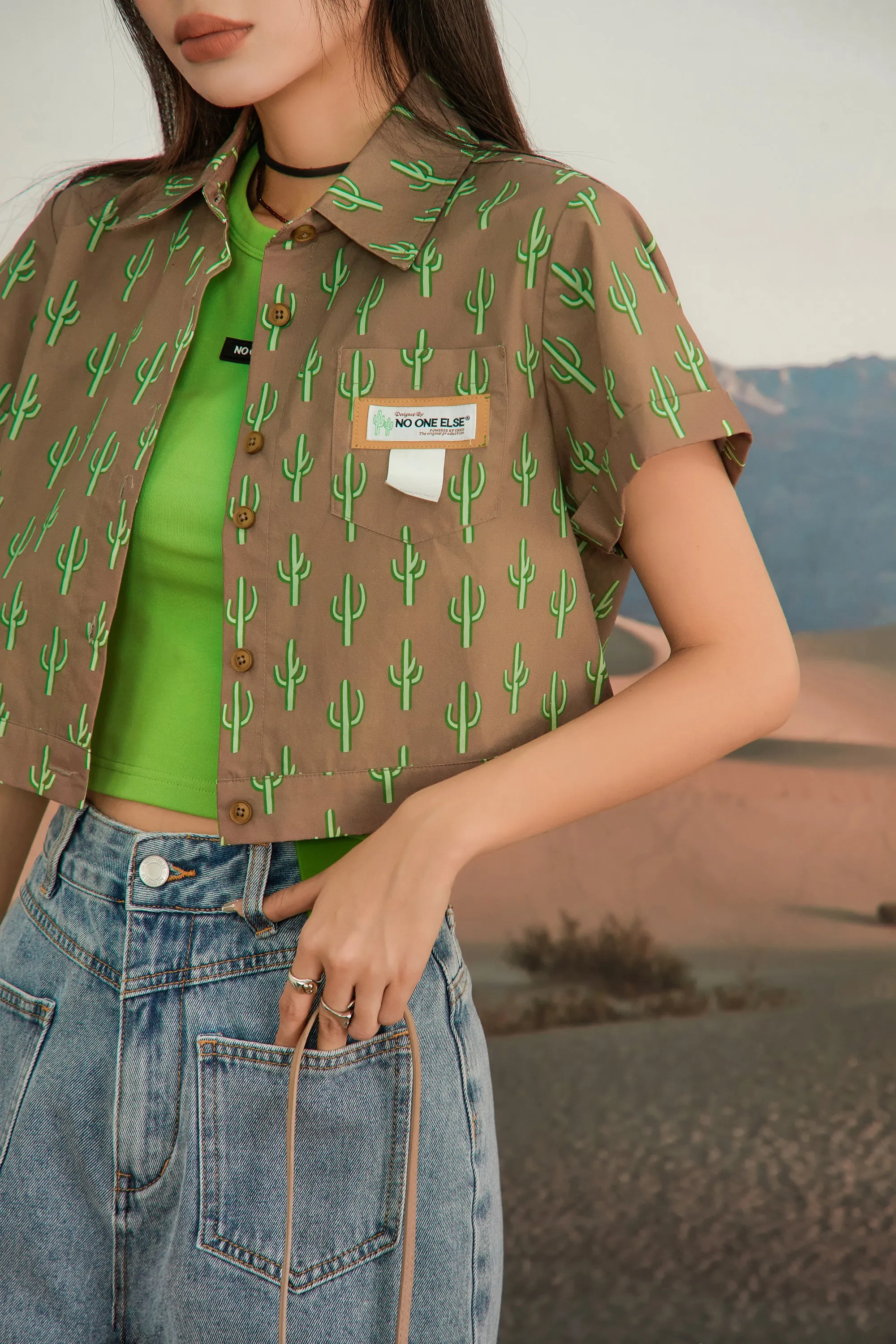 Catcus Inspired Cropped Shirt