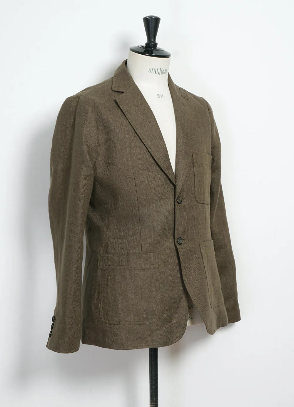 CHRIS | Classic Two Button Blazer | Khaki Linen