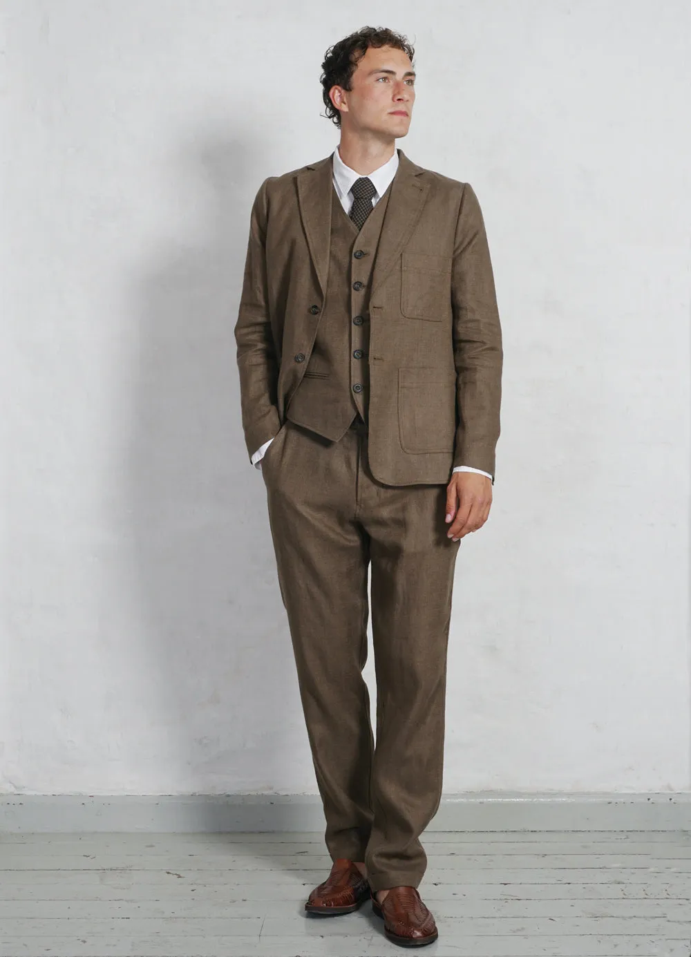 CHRIS | Classic Two Button Blazer | Khaki Linen