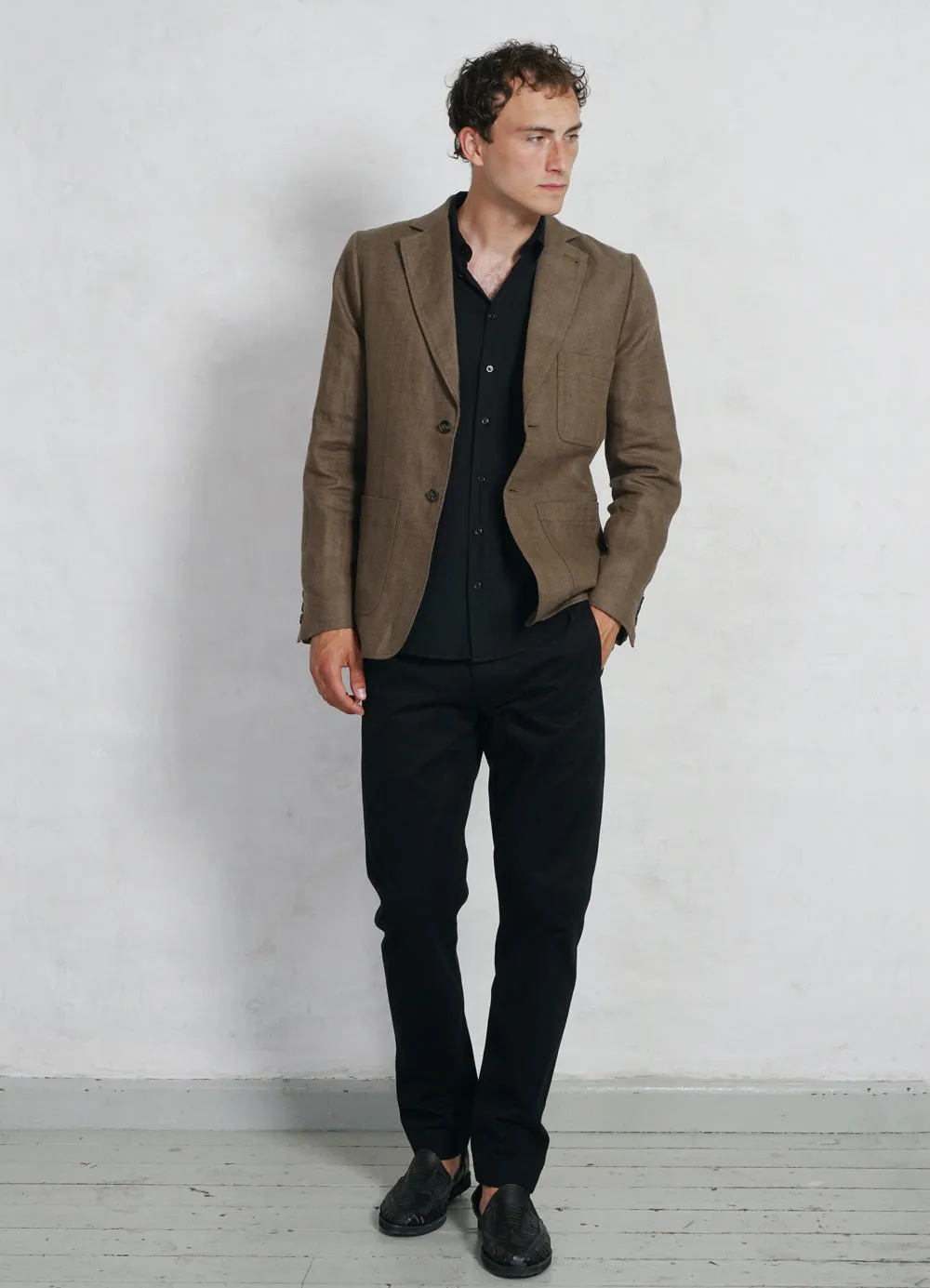 CHRIS | Classic Two Button Blazer | Khaki Linen