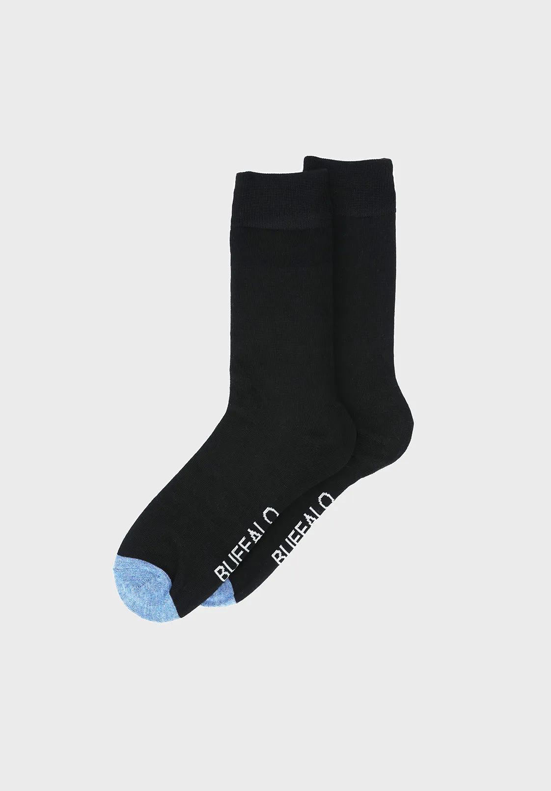 Classic Dress Socks With Heather Blue Contrast Toe - BUMC001