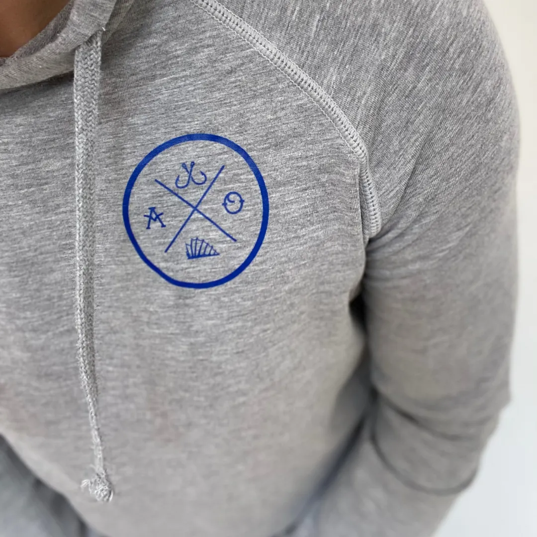 'Cross Stix' Lightweight Hoodie - Heather Grey