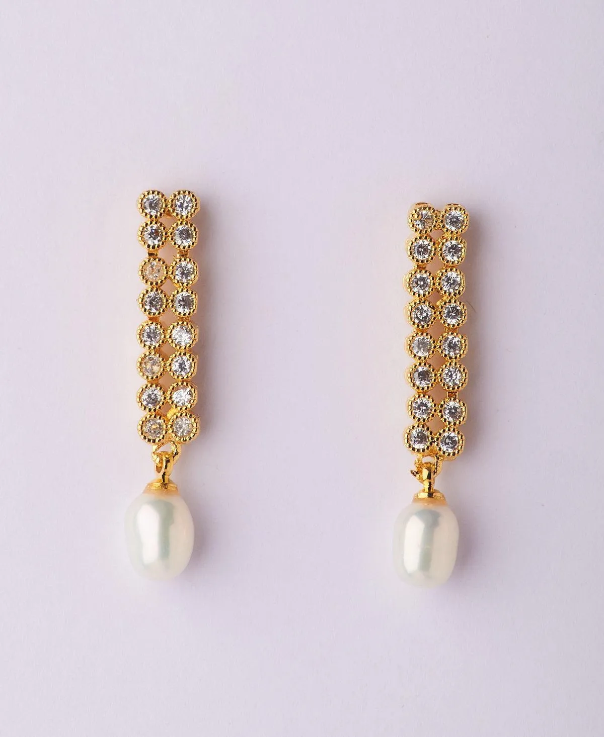 Delicate Stone Studded Pearl Earring