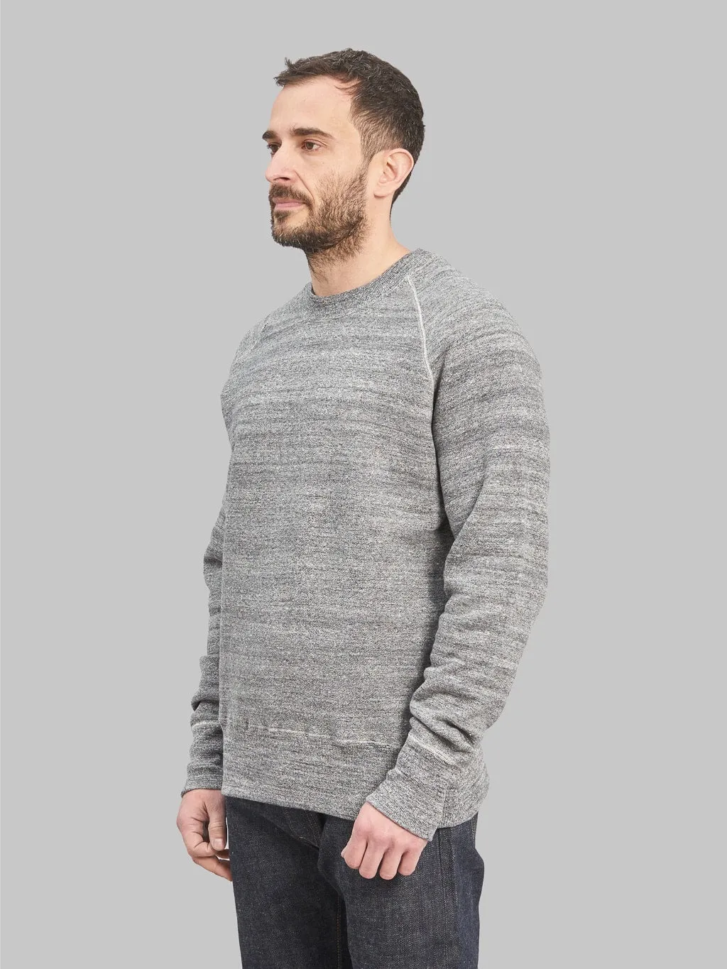 Denime By Warehouse & Co. "Lot. 261" 4-Needle Raglan Sweatshirt Dark Heather Grey