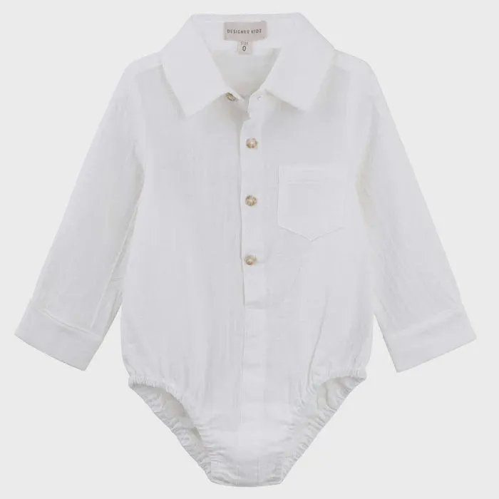 Designer Kidz - Archie Long Sleeved Romper - Ivory