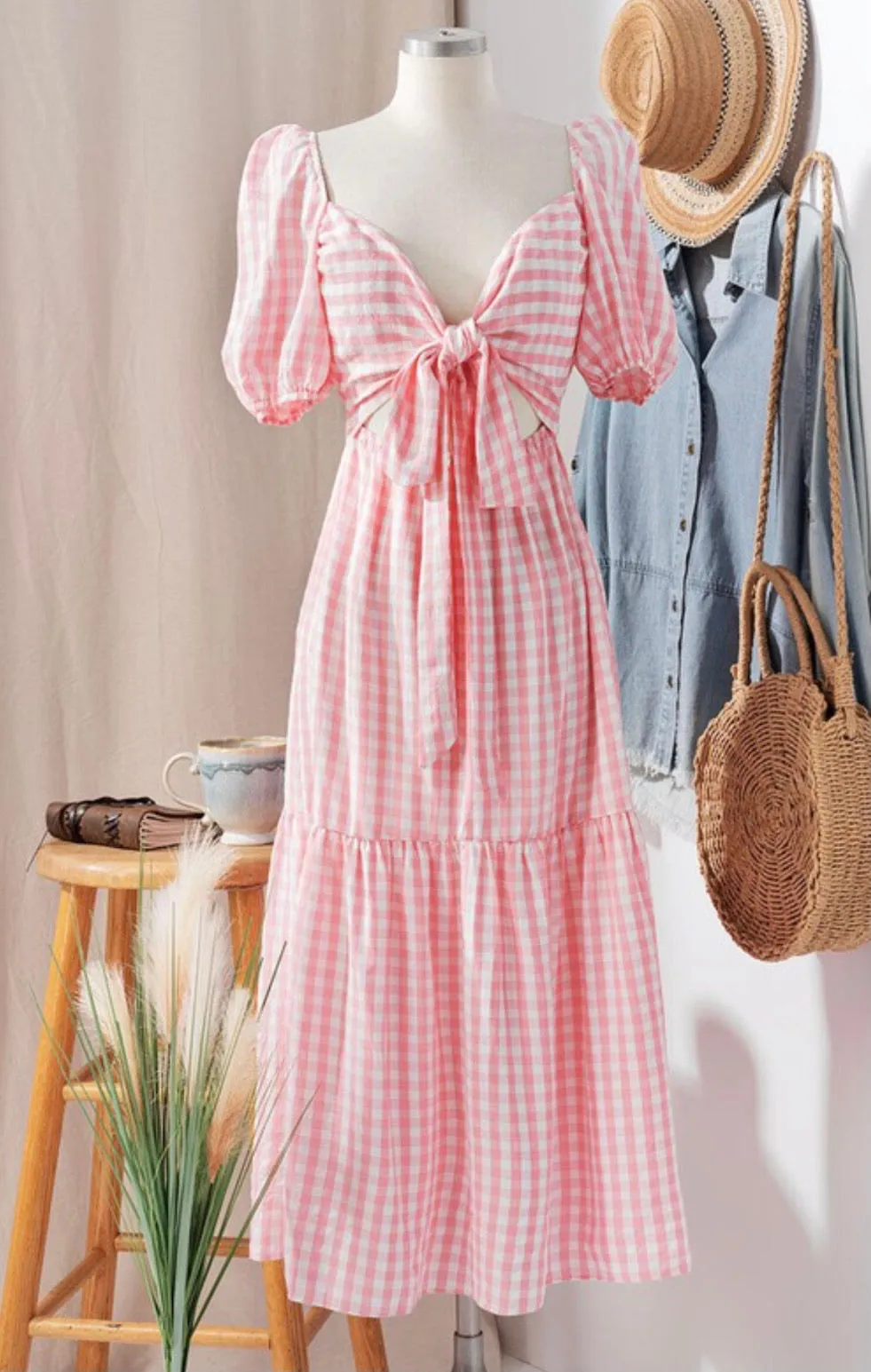 'Dixie' Tiered Prairie Gingham Sundress