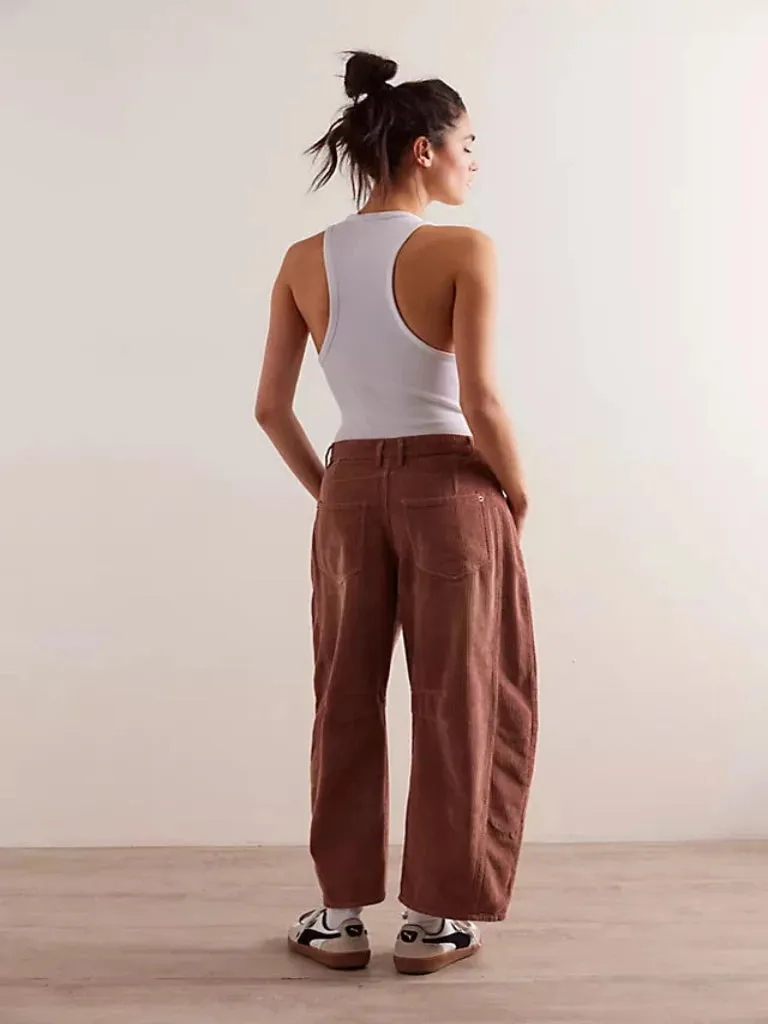 Sure! Here is an optimized version of the product title with modifiers:

Stylish Free People Good Luck Cord Barrel Pants – Comfortable, Trendy Womens Fashion