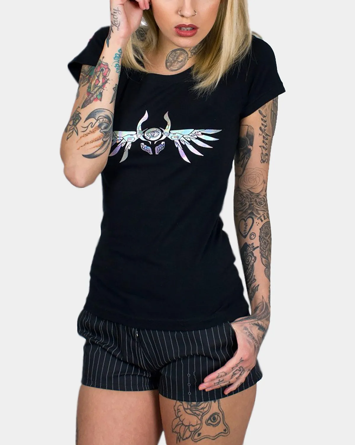 GIRLS GUARDIAN ANGEL HOLOGRAPHIC T-SHIRT