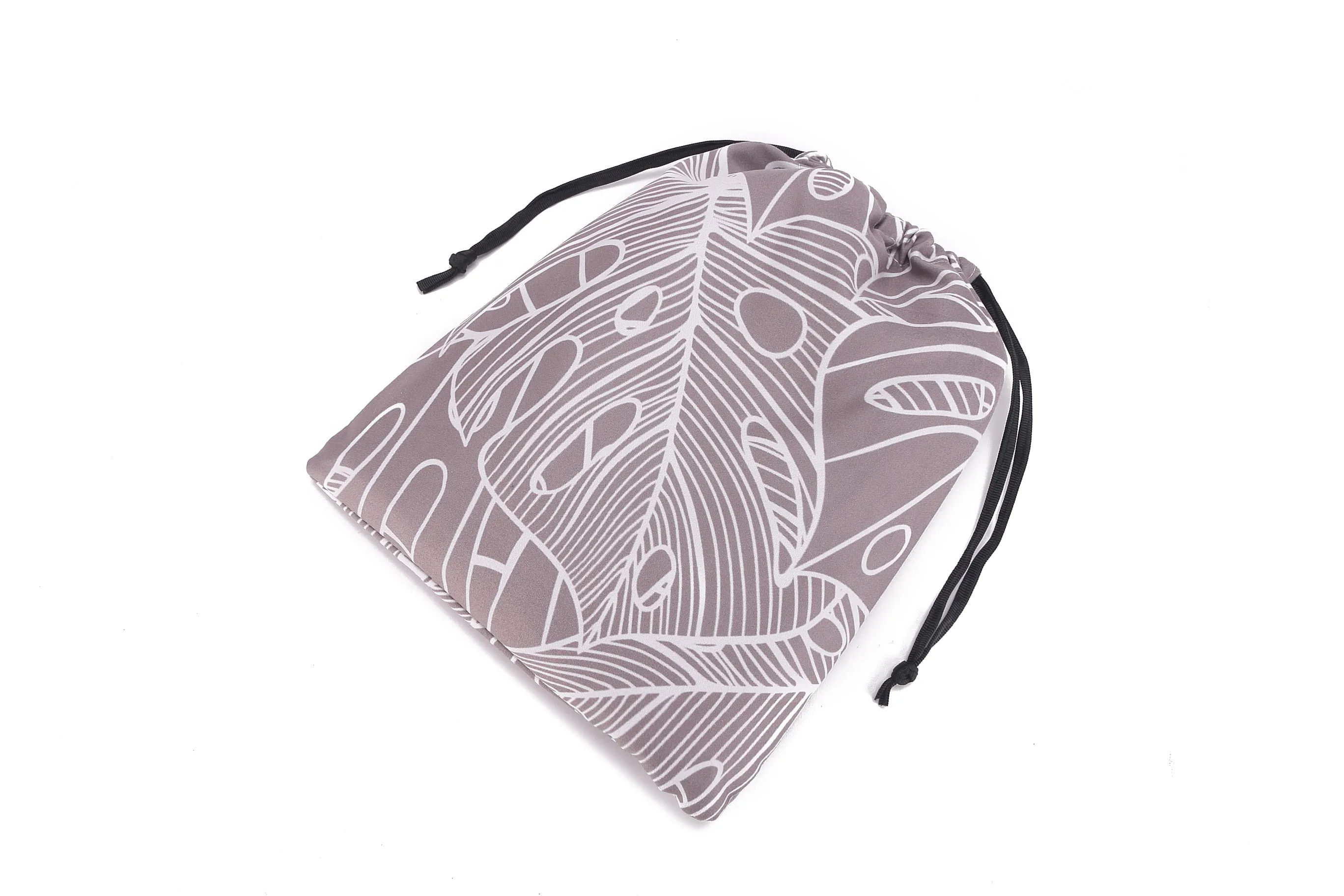 Hooded Beach Towel Poncho Adult Monstera Lines Grey