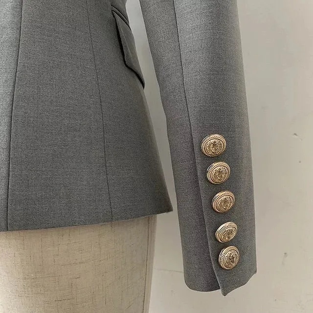 ICONIC GREY WITH GOLD BUTTON BLAZER