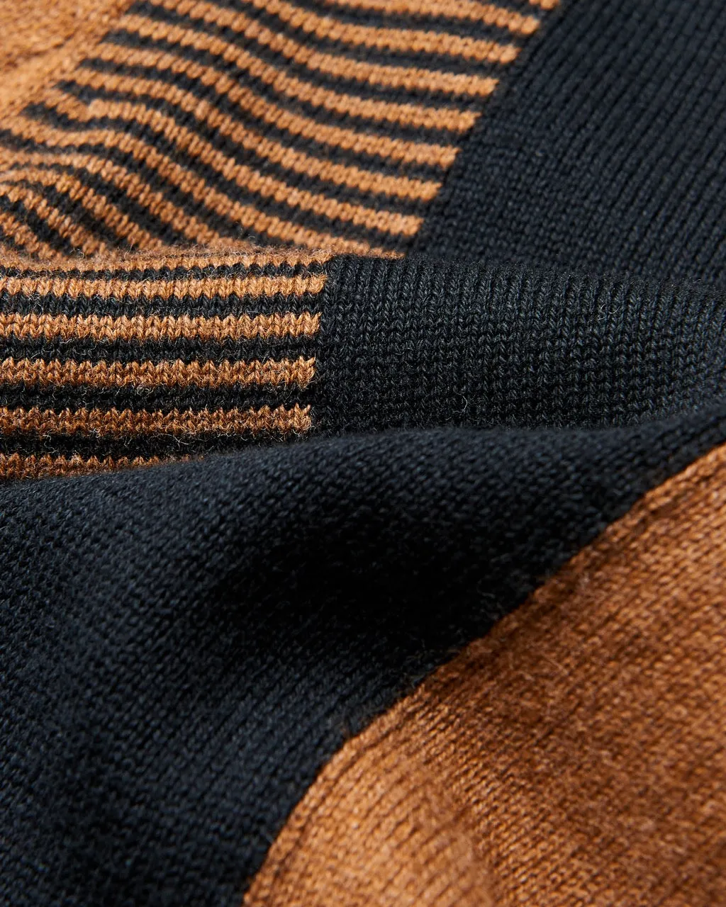 Intarsia Stripe Knit Polo - Ginger