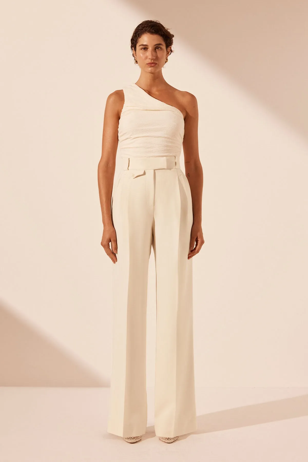 IRENA HIGH WAISTED TAILORED PANT - RICE