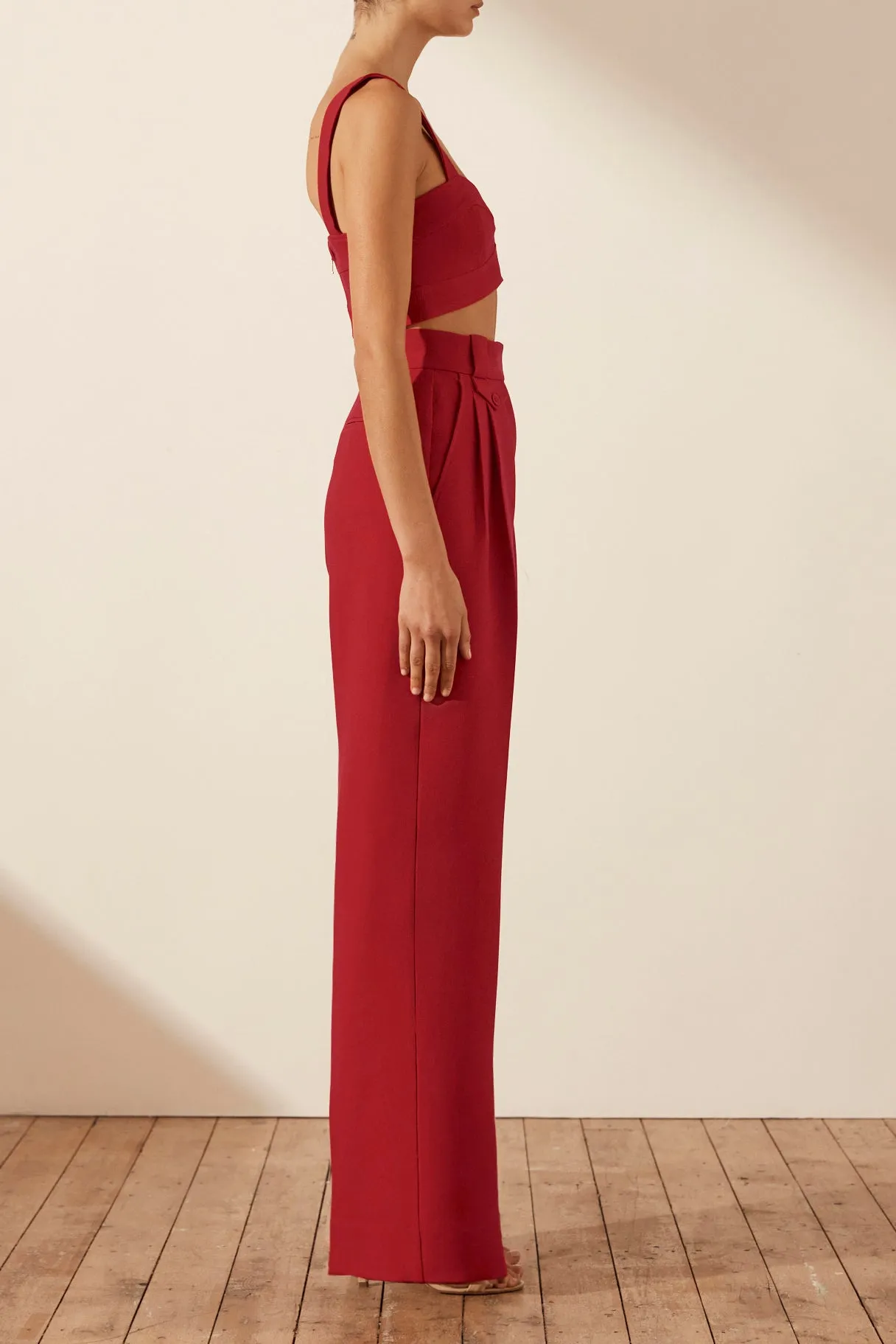 IRENA HIGH WAISTED TAILORED PANT - ROMA RED