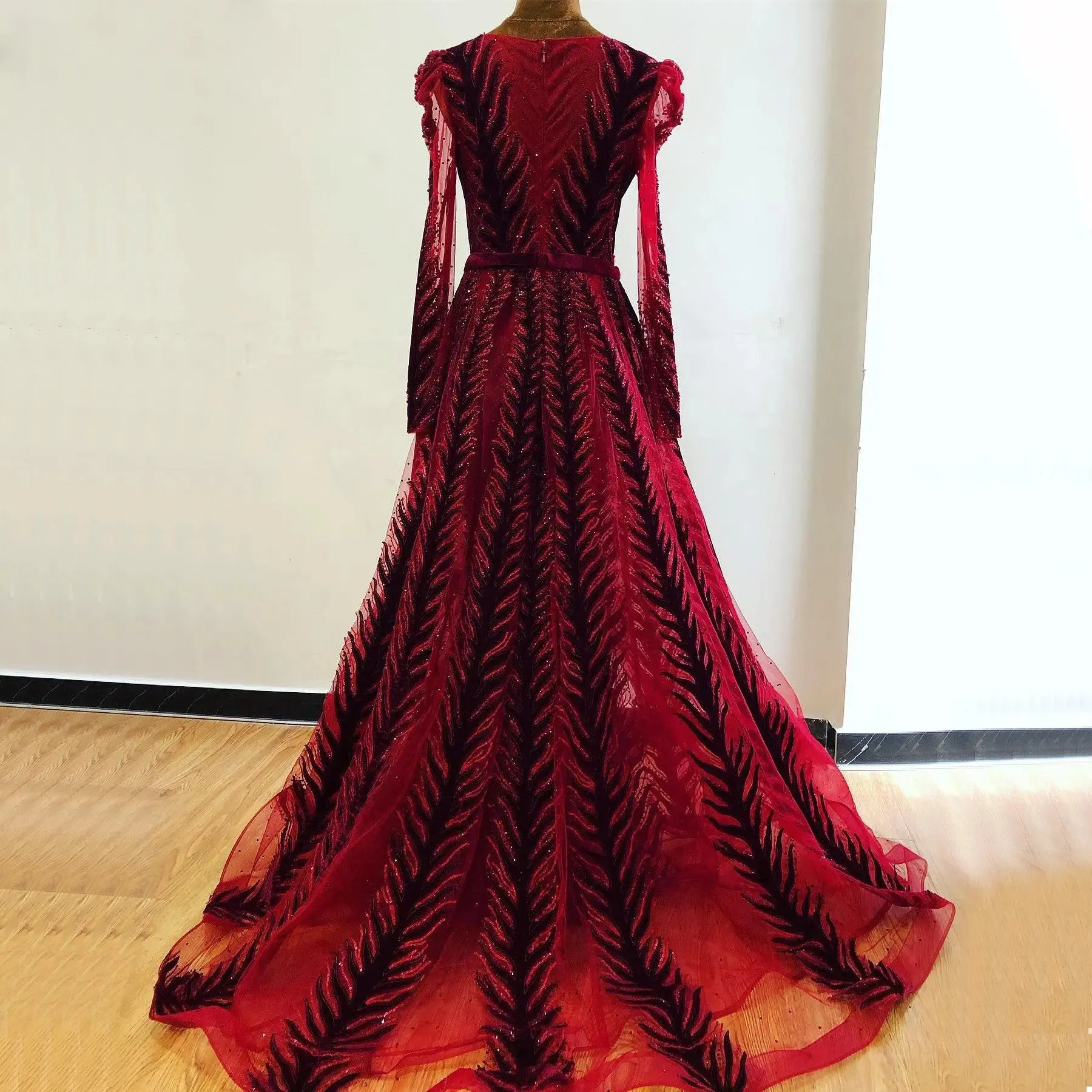 KAYLA -  V-Neck Luxury Beading Gown