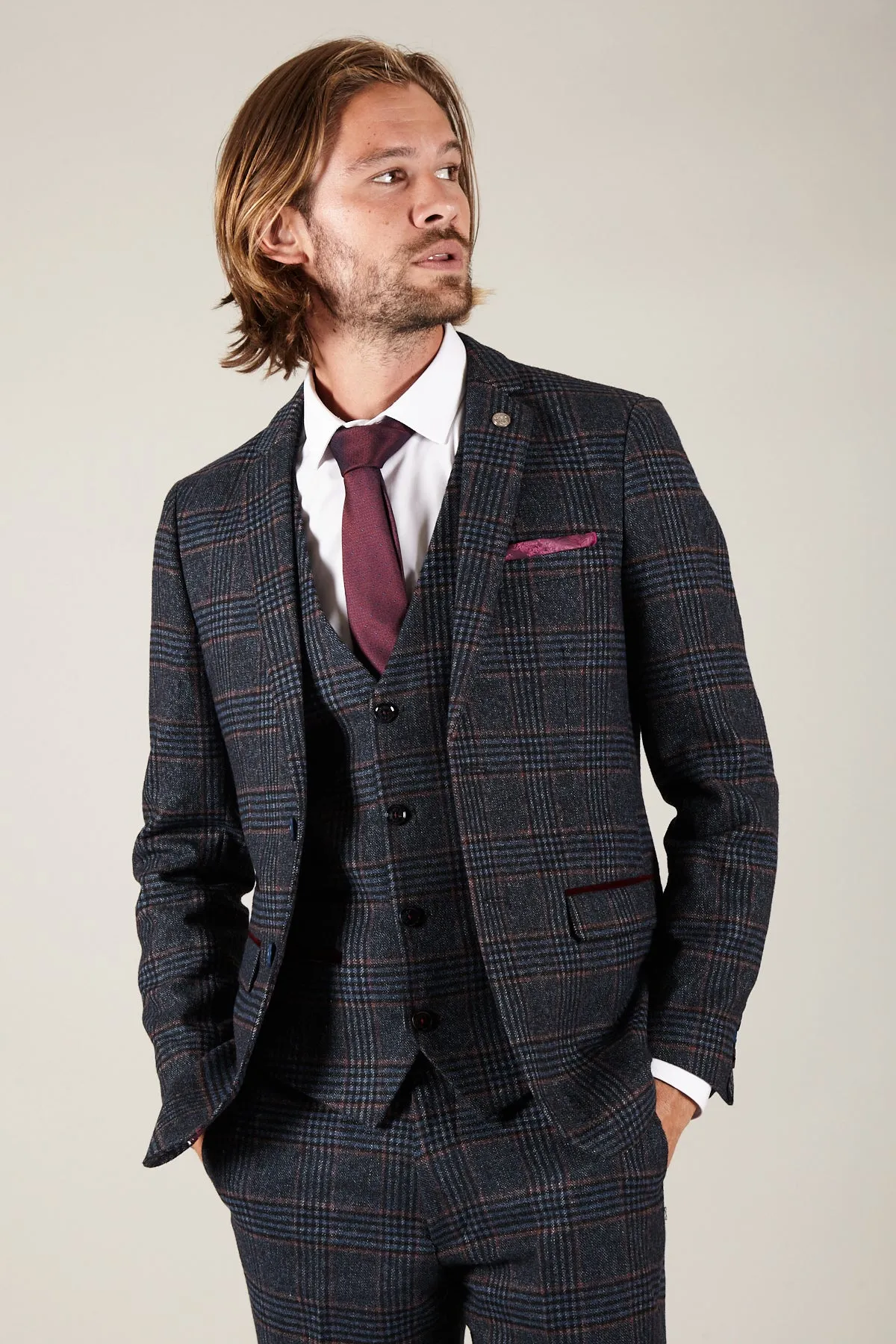 LUCA - Navy Check Tweed Blazer