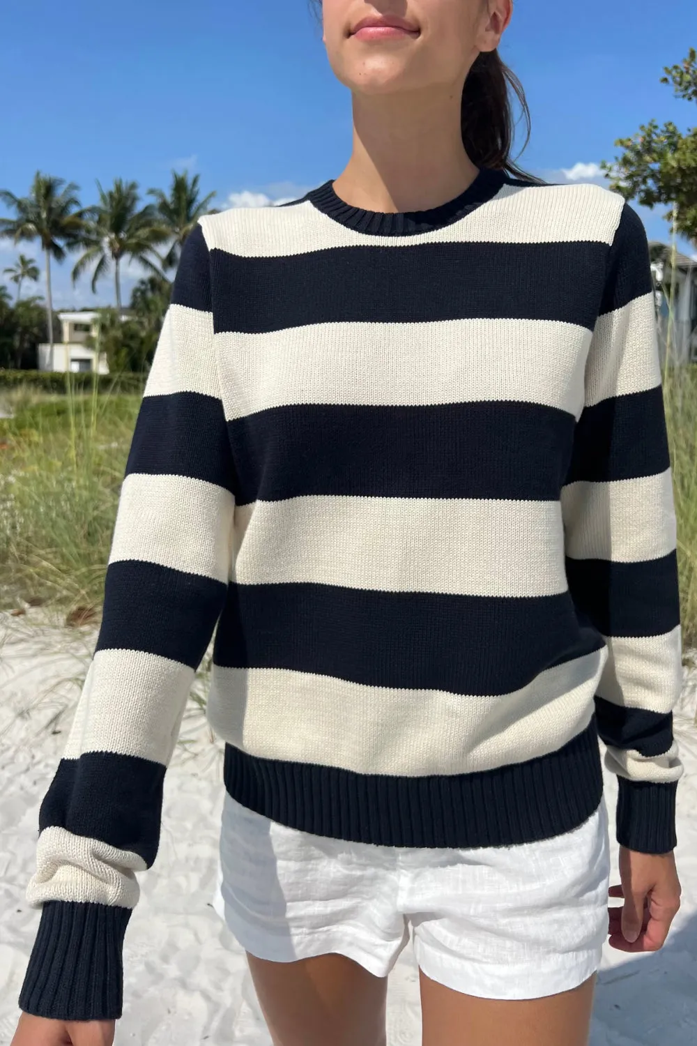 Marthas Thick-Striped Cotton Sweater