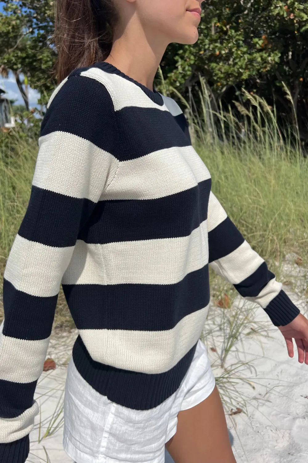 Marthas Thick-Striped Cotton Sweater