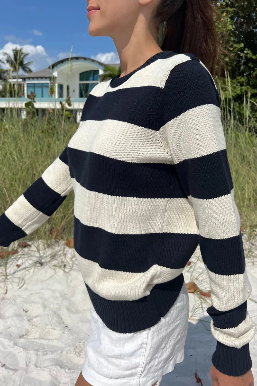 Marthas Thick-Striped Cotton Sweater