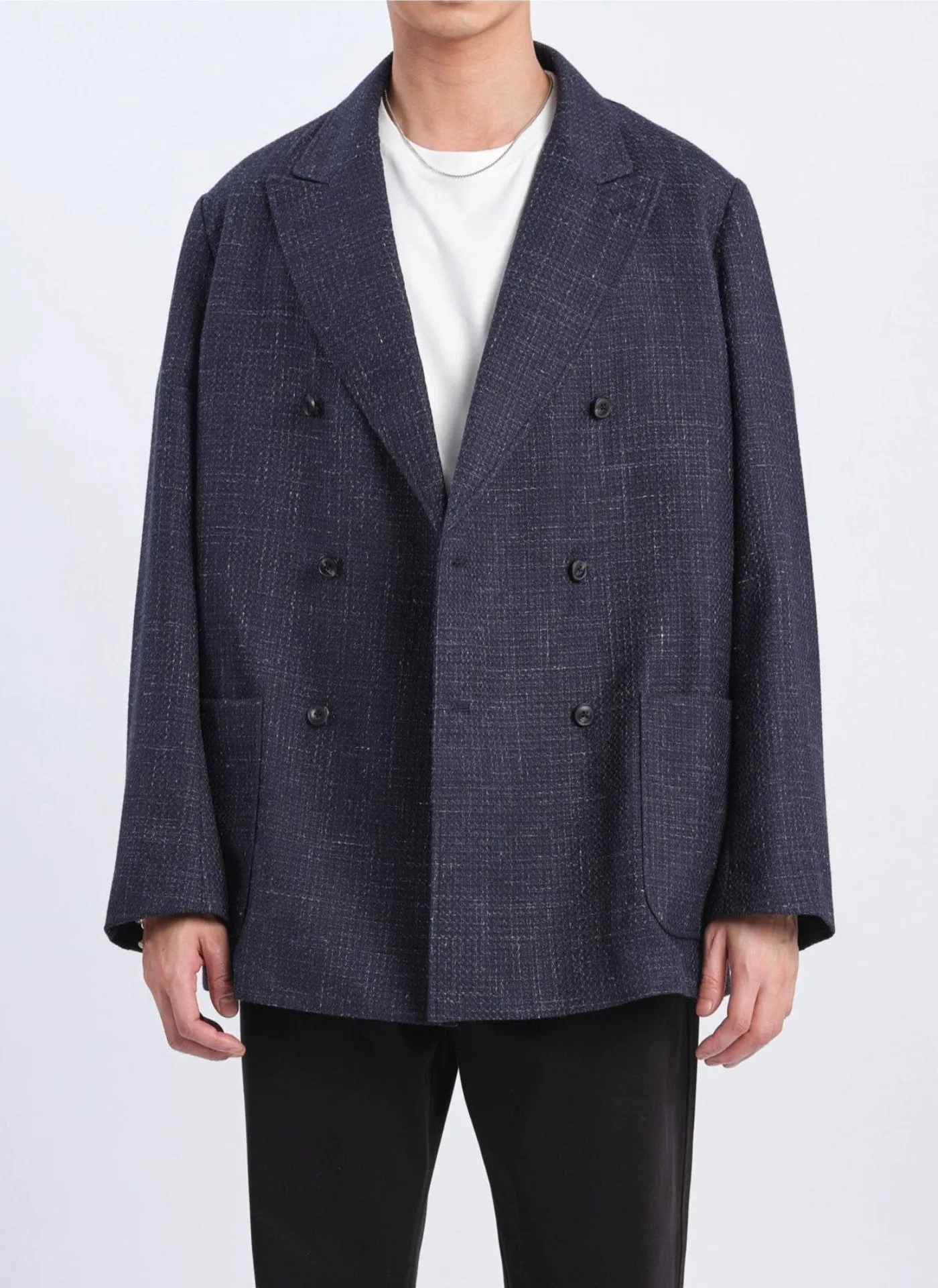 Marzotto Wool Silk Linen Soft Double Breasted Blazer