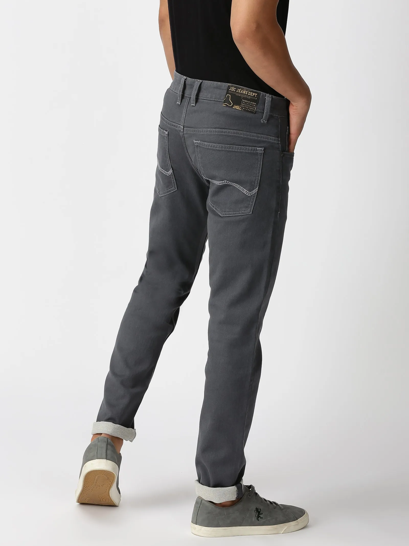 MEN'S DK GREY SOLID JASON FIT JEANS