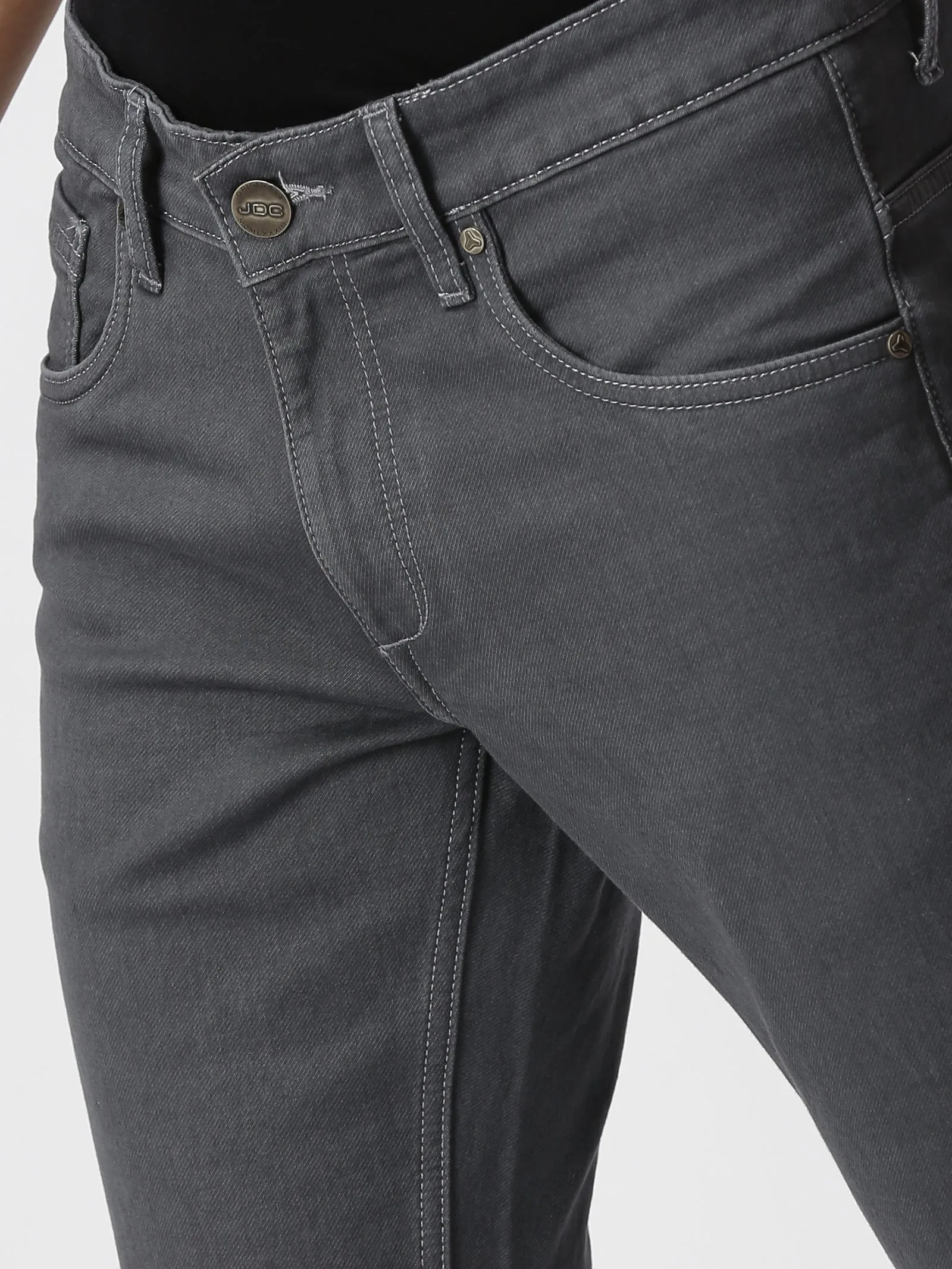 MEN'S DK GREY SOLID JASON FIT JEANS